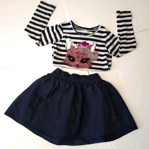 OshKosh Ruffled Dark Blue Summer Skirt